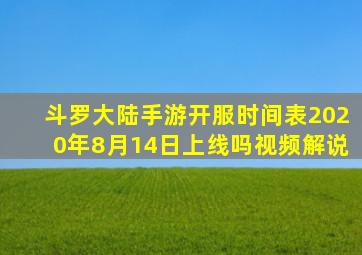 斗罗大陆手游开服时间表2020年8月14日上线吗视频解说