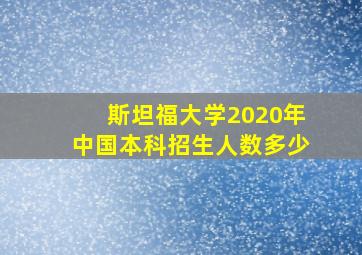 斯坦福大学2020年中国本科招生人数多少