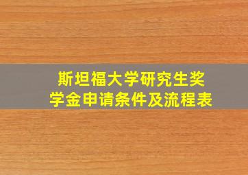 斯坦福大学研究生奖学金申请条件及流程表