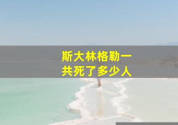 斯大林格勒一共死了多少人