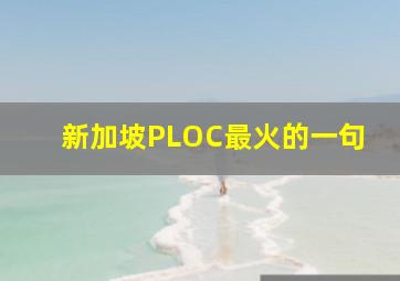 新加坡PLOC最火的一句