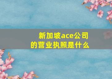 新加坡ace公司的营业执照是什么