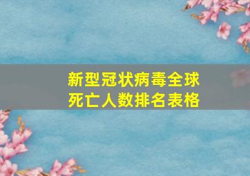 新型冠状病毒全球死亡人数排名表格