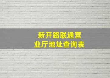 新开路联通营业厅地址查询表