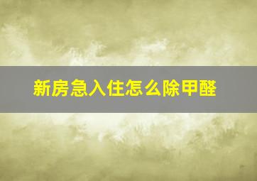 新房急入住怎么除甲醛