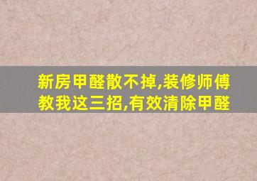 新房甲醛散不掉,装修师傅教我这三招,有效清除甲醛