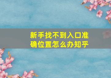 新手找不到入口准确位置怎么办知乎