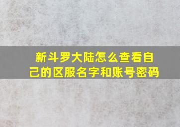 新斗罗大陆怎么查看自己的区服名字和账号密码