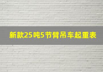 新款25吨5节臂吊车起重表