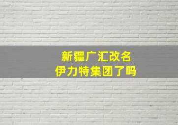 新疆广汇改名伊力特集团了吗