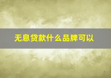 无息贷款什么品牌可以