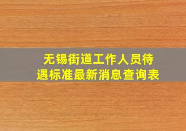 无锡街道工作人员待遇标准最新消息查询表