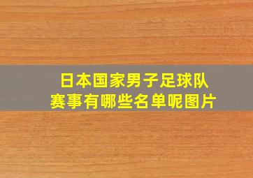 日本国家男子足球队赛事有哪些名单呢图片