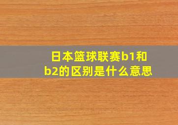 日本篮球联赛b1和b2的区别是什么意思