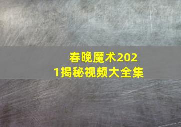 春晚魔术2021揭秘视频大全集