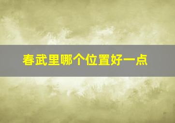 春武里哪个位置好一点