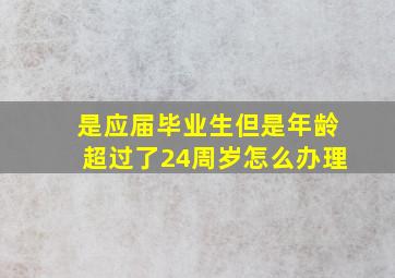 是应届毕业生但是年龄超过了24周岁怎么办理