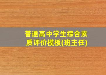 普通高中学生综合素质评价模板(班主任)