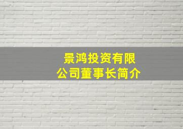 景鸿投资有限公司董事长简介