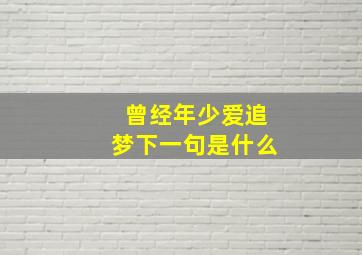 曾经年少爱追梦下一句是什么