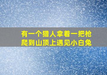 有一个猎人拿着一把枪爬到山顶上遇见小白兔