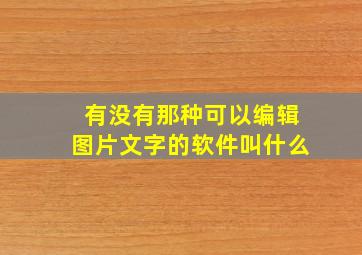 有没有那种可以编辑图片文字的软件叫什么