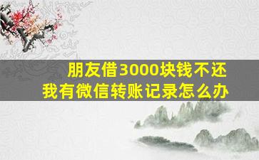 朋友借3000块钱不还我有微信转账记录怎么办