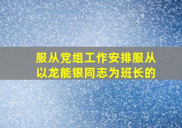 服从党组工作安排服从以龙能银同志为班长的