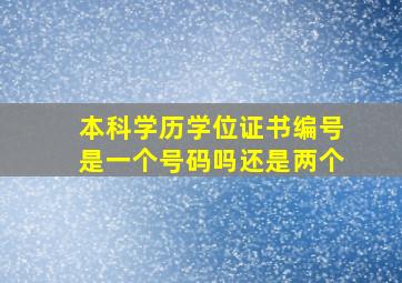 本科学历学位证书编号是一个号码吗还是两个