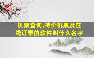 机票查询,特价机票及在线订票的软件叫什么名字