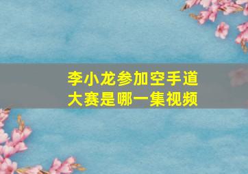 李小龙参加空手道大赛是哪一集视频