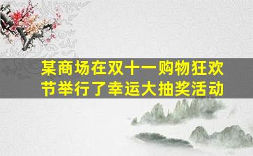 某商场在双十一购物狂欢节举行了幸运大抽奖活动