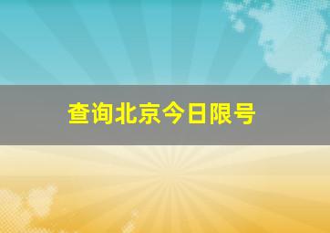 查询北京今日限号