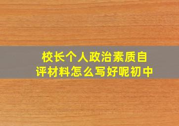 校长个人政治素质自评材料怎么写好呢初中