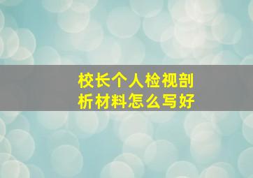 校长个人检视剖析材料怎么写好