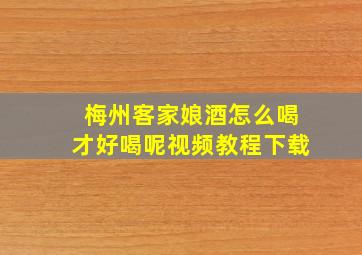 梅州客家娘酒怎么喝才好喝呢视频教程下载