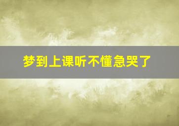 梦到上课听不懂急哭了