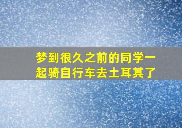 梦到很久之前的同学一起骑自行车去土耳其了