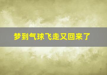 梦到气球飞走又回来了