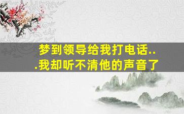 梦到领导给我打电话...我却听不清他的声音了