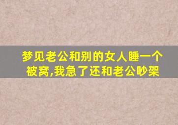 梦见老公和别的女人睡一个被窝,我急了还和老公吵架