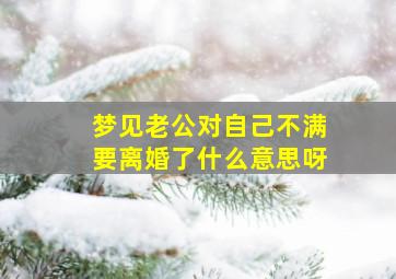 梦见老公对自己不满要离婚了什么意思呀