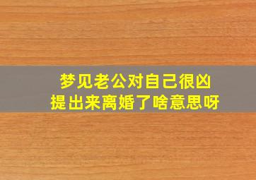 梦见老公对自己很凶提出来离婚了啥意思呀