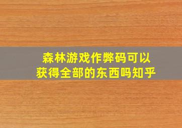 森林游戏作弊码可以获得全部的东西吗知乎