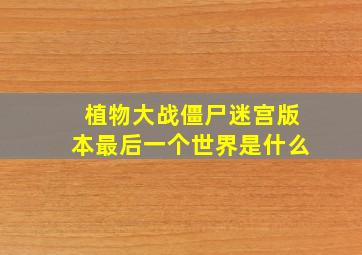 植物大战僵尸迷宫版本最后一个世界是什么