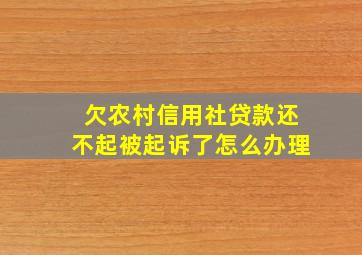 欠农村信用社贷款还不起被起诉了怎么办理