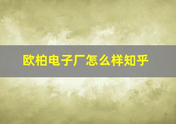 欧柏电子厂怎么样知乎