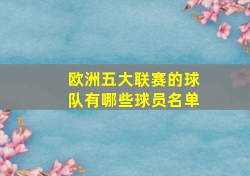 欧洲五大联赛的球队有哪些球员名单