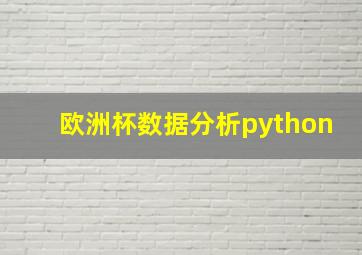 欧洲杯数据分析python