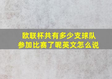 欧联杯共有多少支球队参加比赛了呢英文怎么说